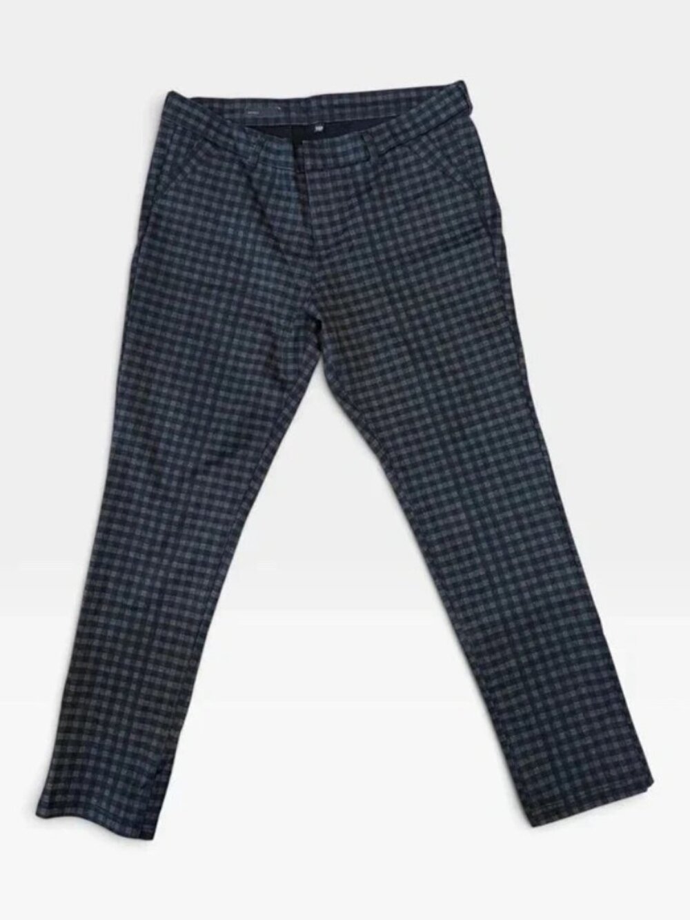 KUT from the Kloth Plaid Skinny Pants 14P Petite Black Gray Work Trousers